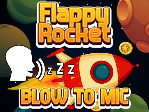 Jogo Flappy Rocket Playing with Blowing to Mic