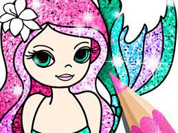 Jogo Mermaid Coloring Book Glitter